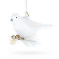 Frosted White Bird Glass Christmas Ornament in White color Figurine