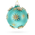 Gold Starburst Design with Elegant Matte Finish Glass Ball Christmas Ornament in Green color Round