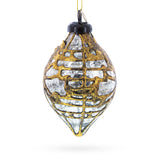 Rustic Teardrop with Gold Filigree Design with Elegant Sparkle Clear Glass Christmas Ornament in Multi color Finial