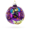 Purple Jewel Butterfly Glass Ball Christmas Ornament in Purple color Round