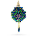 Royal Blue Jeweled  Gold Filigree Accents and Tassels Christmas Ornament in Blue color Figurine