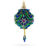 Royal Blue Jeweled  Gold Filigree Accents and Tassels Christmas Ornament in Multi color