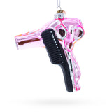 Pink Hairdryer with Scissors and Comb Glass Christmas Ornament in Multi color