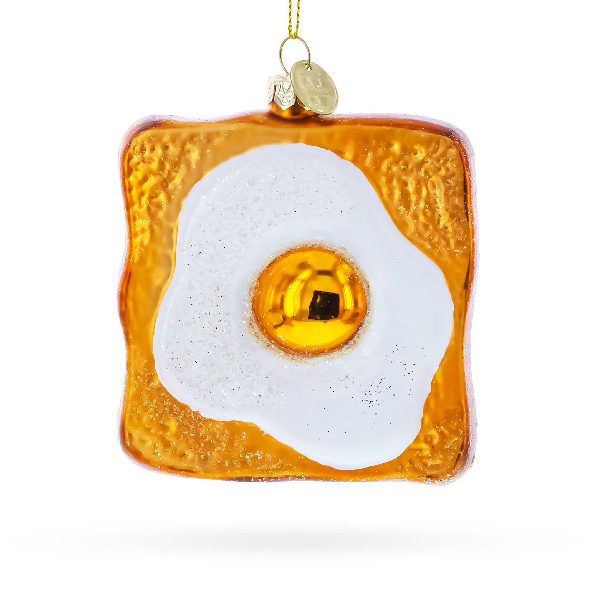 Egg on Toast Glass Christmas Ornament in Yellow color Figurine