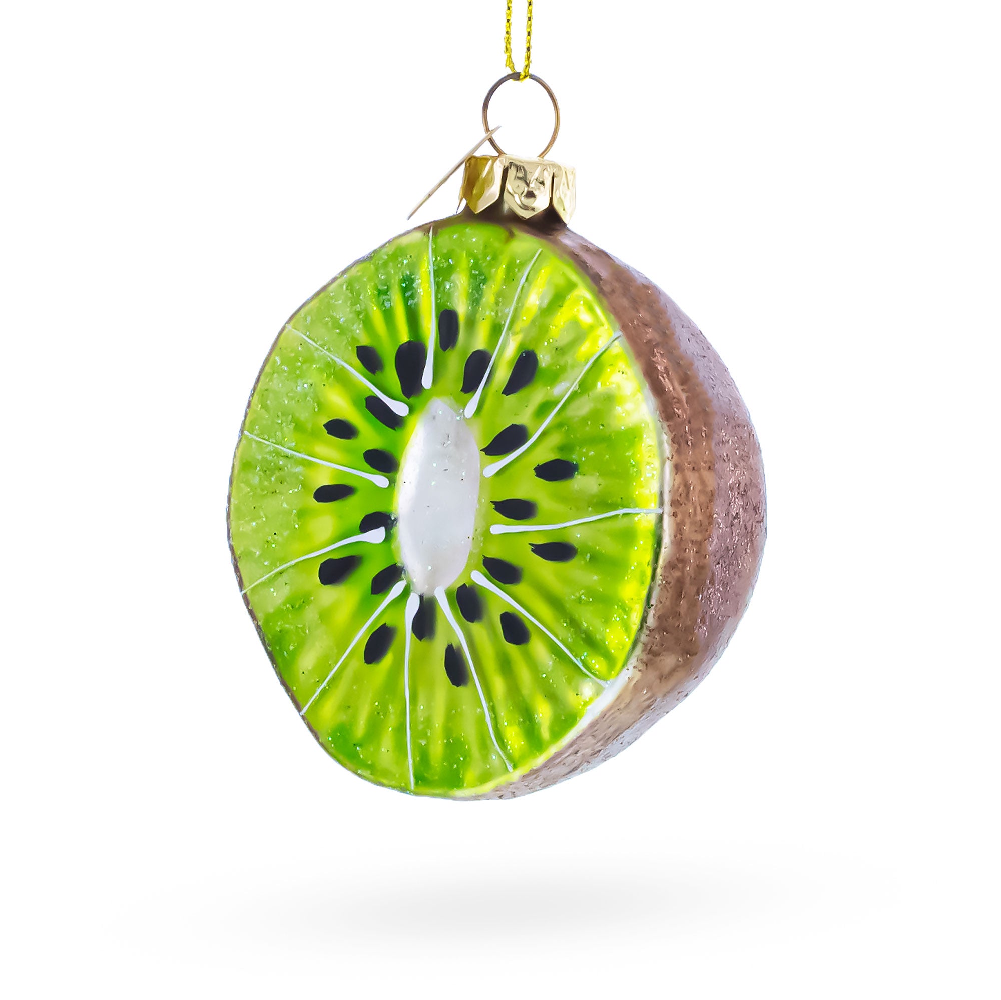 Kiwi Slice Glass Christmas Ornament in Green color Figurine