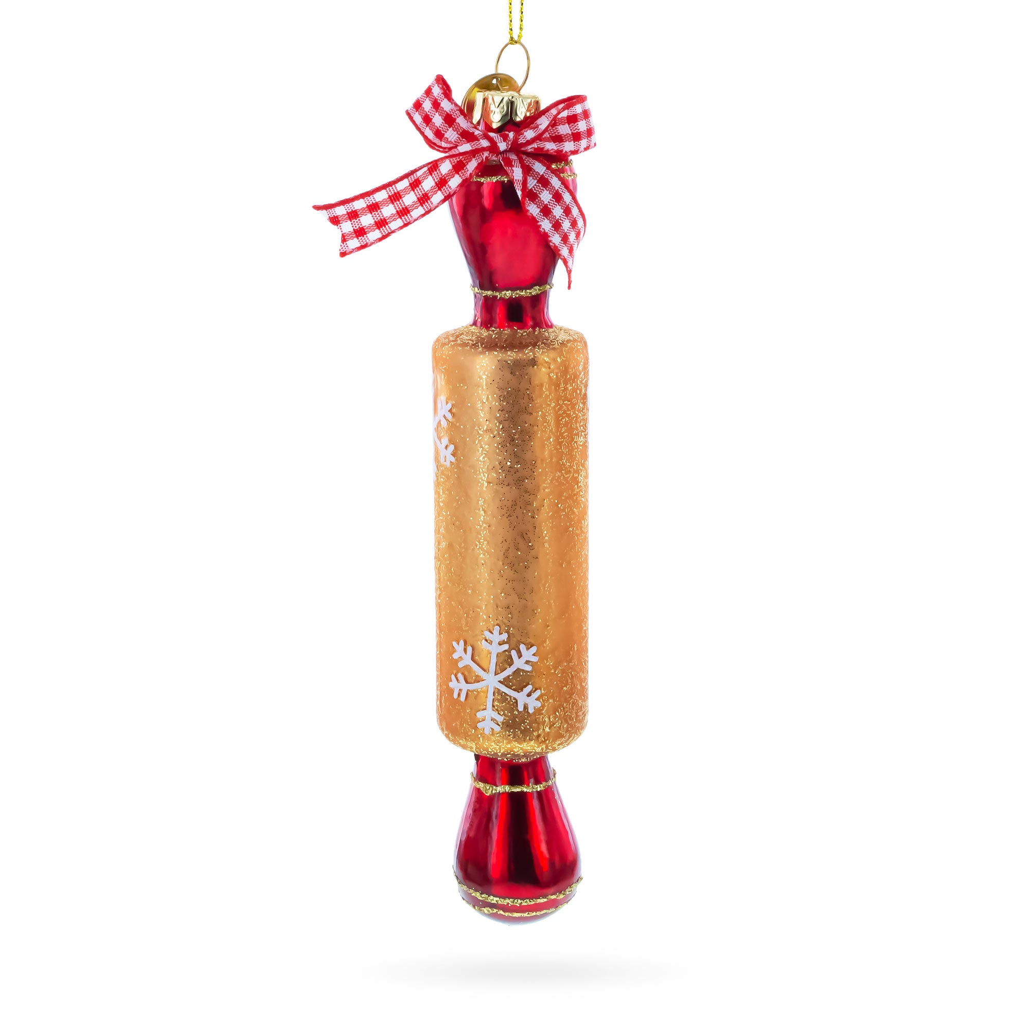 Rolling Pin Glass Christmas Ornament in Multi color Figurine