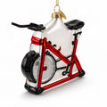 Red Stationary Exercise Bike Glass Christmas Ornament in Multi color Figurine