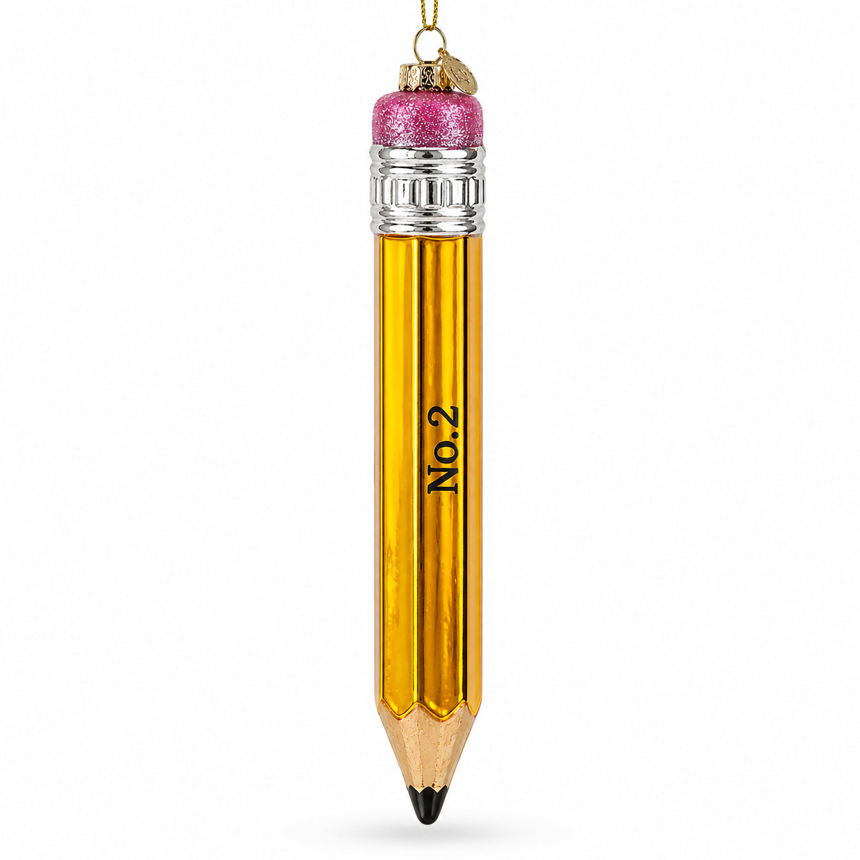 Pencil Glass Christmas Ornament in Yellow color Figurine