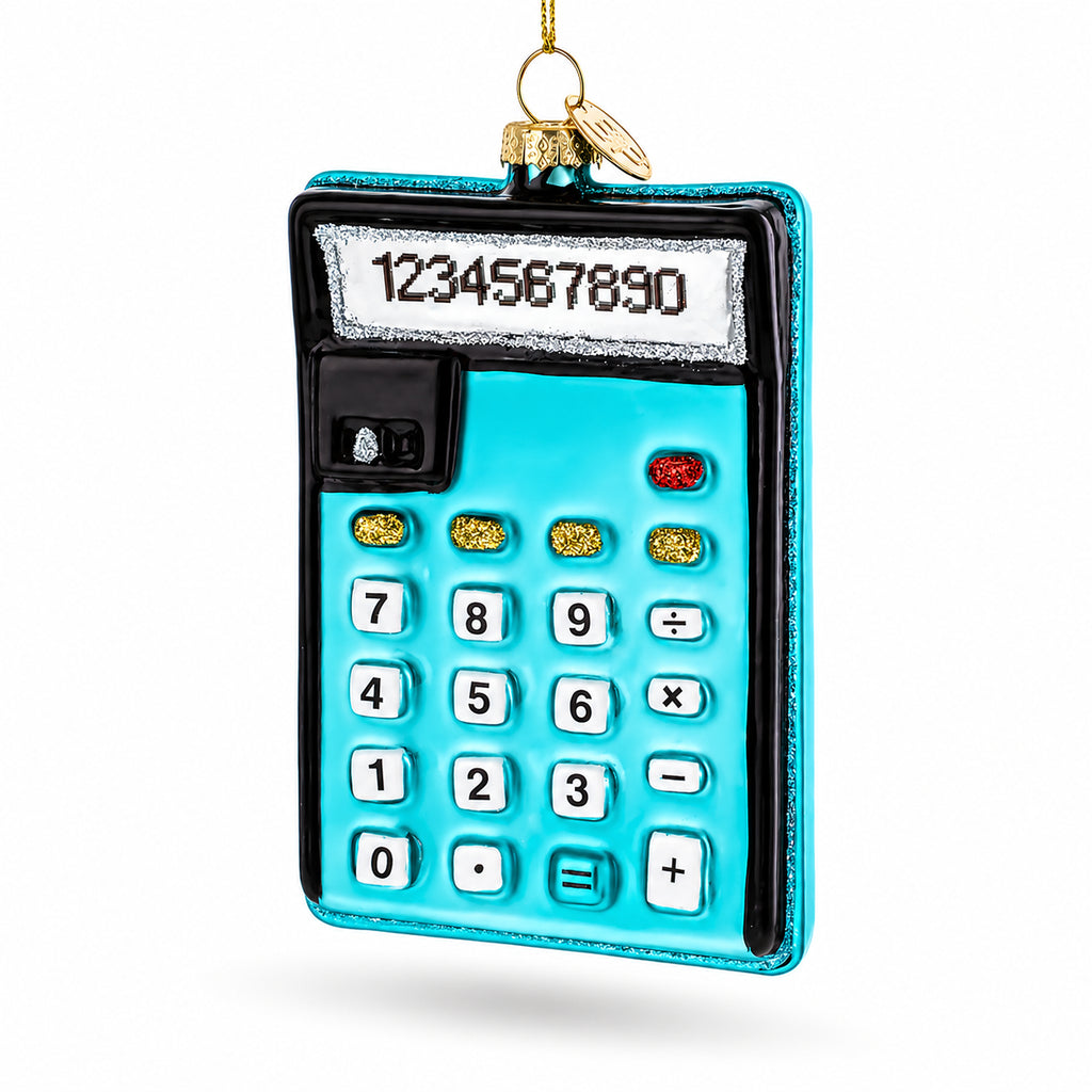 Blue Calculator Glass Christmas Ornament in Blue color Figurine