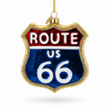 Iconic Route 66 Sign Glass Christmas Ornament in Multi color Figurine