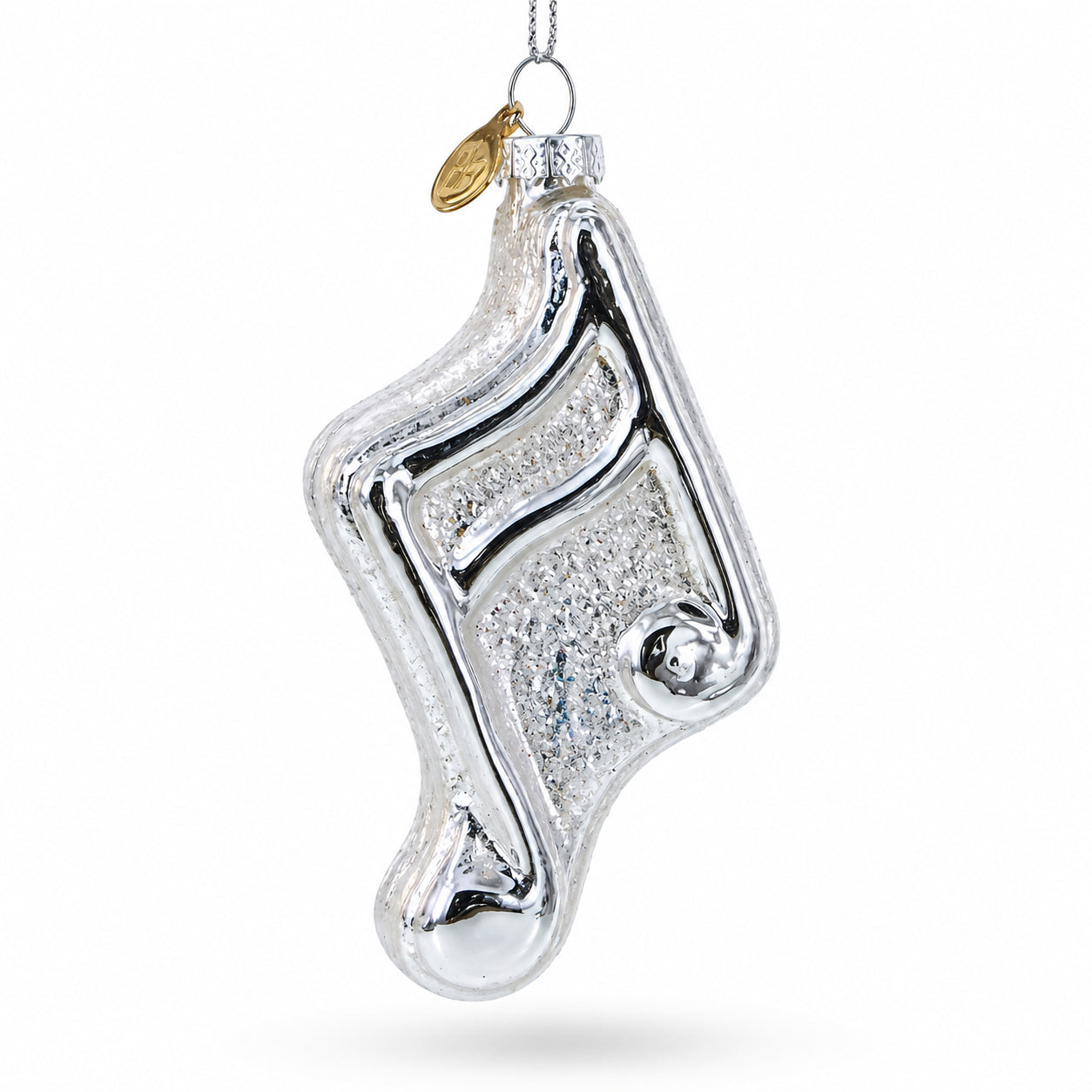 Silver Music Note Glass Christmas Ornament in Silver color Figurine