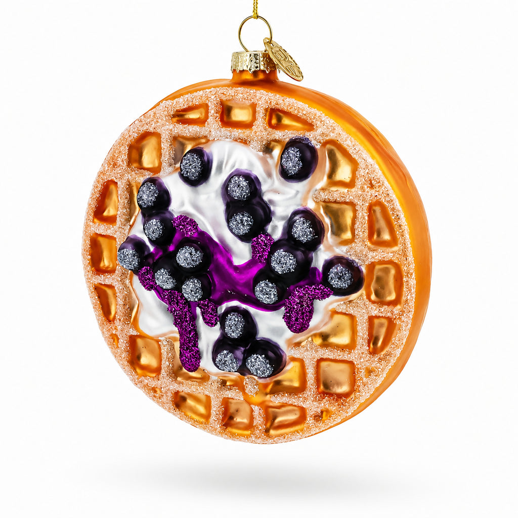 Blueberry Waffle Glass Christmas Ornament in Multi color Figurine