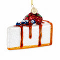 Berry Topped Cheesecake Glass Christmas Ornament in Multi color Figurine