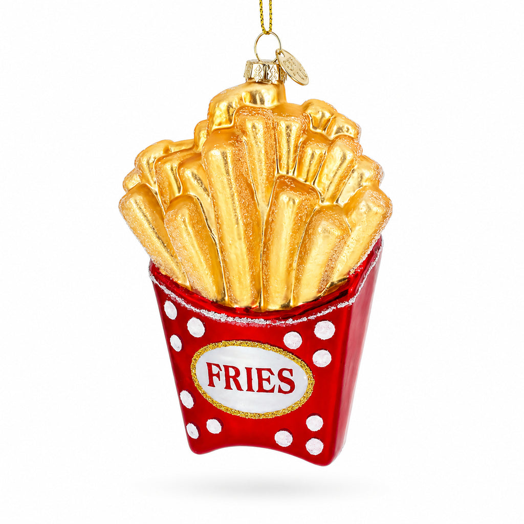 French Fries Glass Christmas Ornament in Multi color Figurine