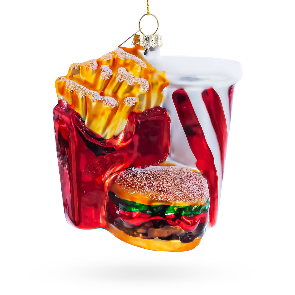 Fast Food Meal Combo Glass Christmas Ornament in Multi color Figurine