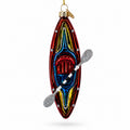Adventure Kayak with Oar Glass Christmas Ornament in Red color Figurine