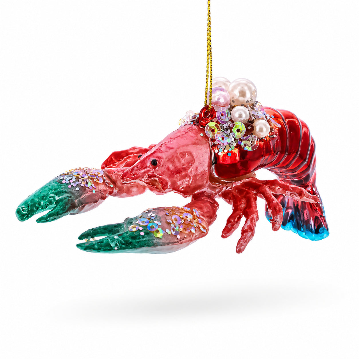 Glam Lobster Glass Christmas Ornament in Red color Figurine