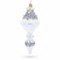 Iridescent Icicle Drop Finial Glass Christmas Ornament in Clear color Finial