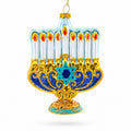 Hanukkah Menorah Glass Christmas Ornament in Multi color Figurine