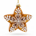 Golden Lace Star Glass Christmas Ornament in Multi color Star