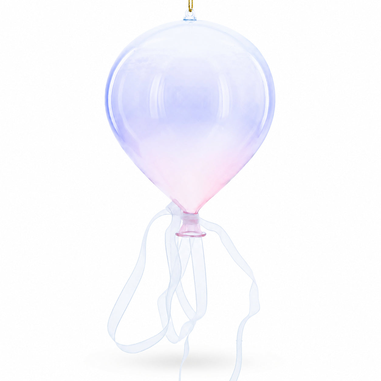 Iridescent Sky Balloon Glass Christmas Ornament in Clear color Round
