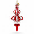 Red and White Striped Swirl Finial Glass Finial Christmas Ornament in Multi color Finial
