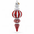 Red and Silver with Polka Dots Striped Glass Finial Christmas Ornament in Multi color Finial