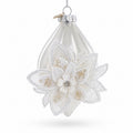 Frosted Petal Drop Glass Christmas Ornament in Multi color Figurine