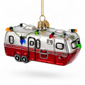 Vintage RV Travel Camper Trailer Glass Christmas Ornament in Multi color Figurine