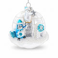 Penguins Decorating Igloo Glass Christmas Ornament in White color Figurine