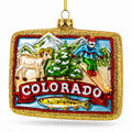 Colorado State Icons Glass Christmas Ornament in Multi color Figurine