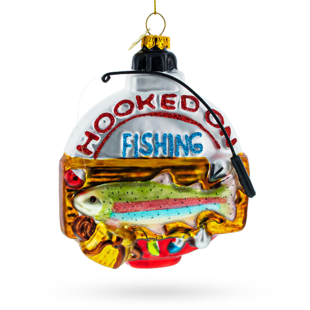 Captivating "Hooked on Fishing" Glass Christmas Ornament in Multi color
