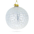 Textured Golf Ball Glass Christmas Ornament in White color Round