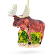 Majestic Moose Blown Glass Christmas Ornament in Brown color