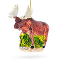 Moose Glass Christmas Ornament in Brown color Figurine