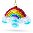 Radiant Rainbow Over Clouds - Blown Glass Christmas Ornament in Multi color,  shape