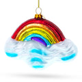 Rainbow Over Clouds Glass Christmas Ornament in Multi color Figurine