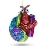 Cheerful Shrimp with Gifts - Blown Glass Christmas Ornament in Multi color,  shape