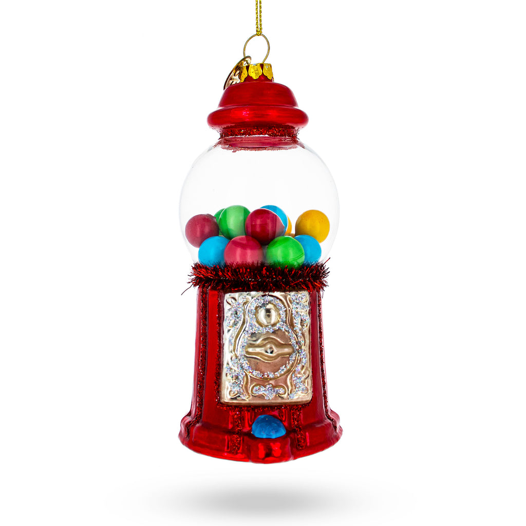 Candy Vending Machine Glass Christmas Ornament in Red color Figurine