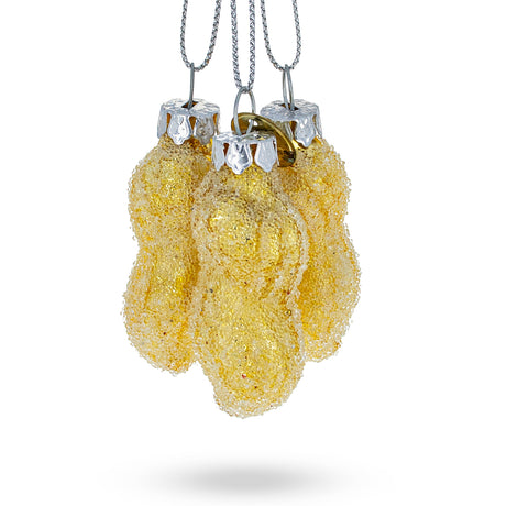 Wholesome Trio of Peanuts Blown Glass Christmas Ornament in Yellow color