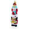 Glass Jolly Snowmen Friends Sharing Gifts - Vibrant Blown Glass Christmas Ornament in Red color