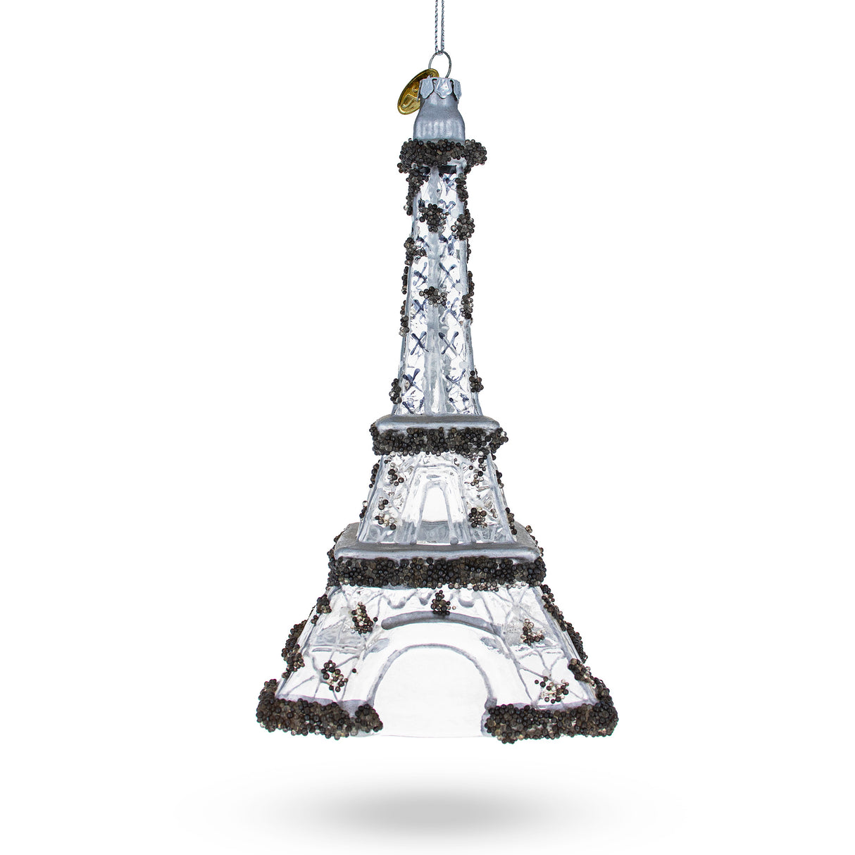Iconic Eiffel Tower, Paris - Blown Glass Christmas Ornament in Clear color,  shape