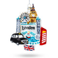 London Attractions, United Kingdom Glass Christmas Ornament in White color Figurine
