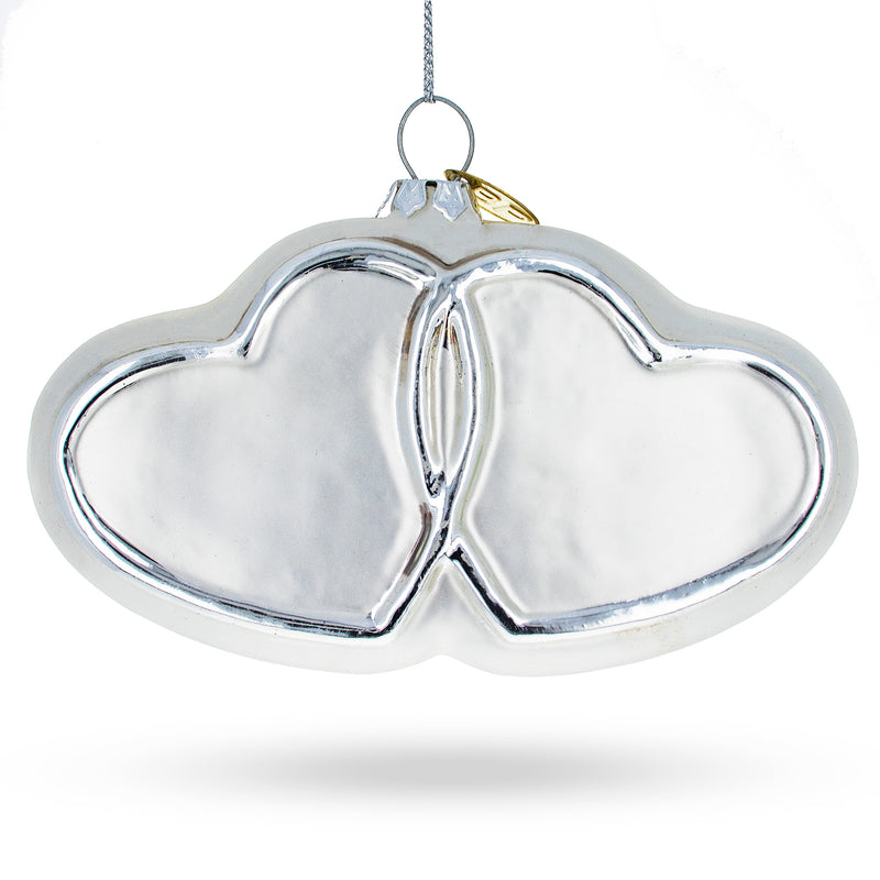 Buy Online Gift Shop Linked Silver Hearts - Blown Glass Christmas Ornament