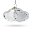 Linked Silver Hearts Blown Glass Christmas Ornament in White color