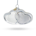 Linked Silver Hearts Glass Christmas Ornament in White color Figurine