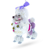 Elegant Bejeweled Poodle Blown Glass Christmas Ornament in White color
