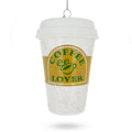 Coffee Lover's Cup Glass Christmas Ornament in White color Figurine