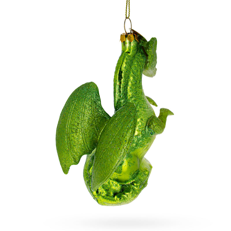 Buy Online Gift Shop Majestic Flying Green Dragon - Blown Glass Christmas Ornament