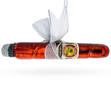 Premium Cigar with Box - Blown Glass Christmas Ornament in Brown color,  shape